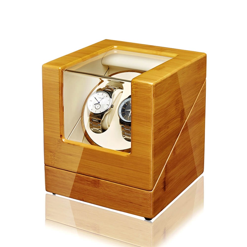 Jqueen Bamboo Double Watch Winder Yellow