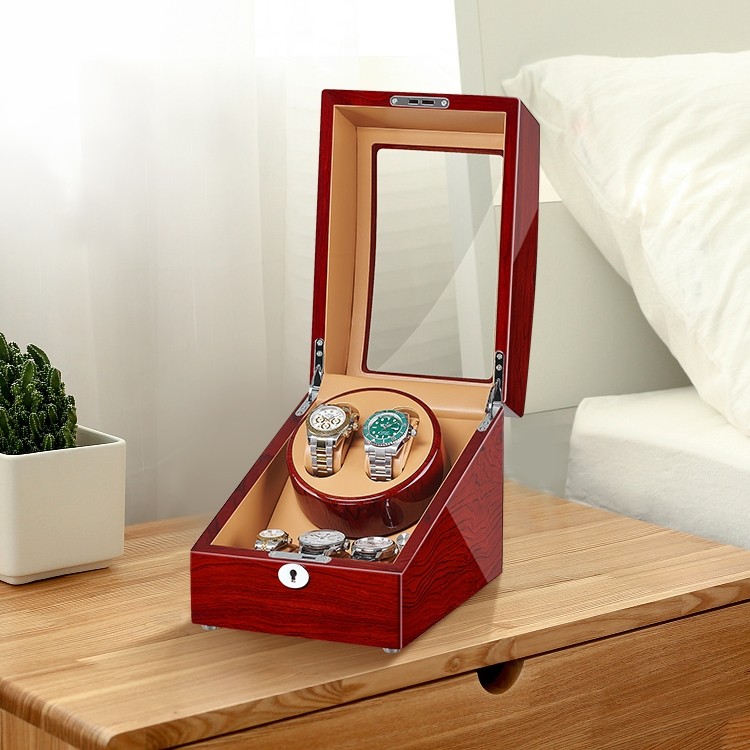 Luxury Jqueen Wooden Double Watch Winder Bubinga